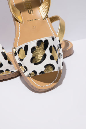 LEOPARDO DORADO FRESCA - Leopard Print Menorcan Ballerina Sandals