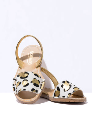 LEOPARDO DORADO FRESCA - Leopard Print Menorcan Ballerina Sandals