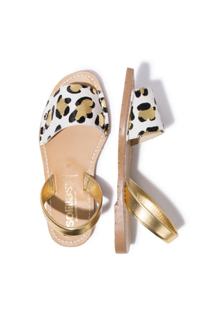 LEOPARDO DORADO FRESCA - Leopard Print Menorcan Ballerina Sandals