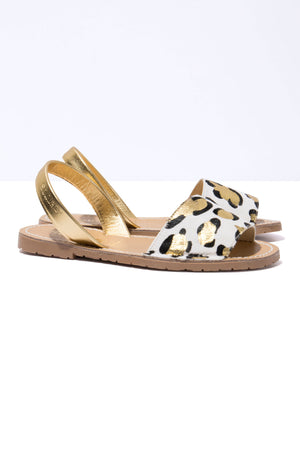 LEOPARDO DORADO FRESCA - Leopard Print Menorcan Ballerina Sandals