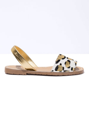 LEOPARDO DORADO FRESCA - Leopard Print Menorcan Ballerina Sandals