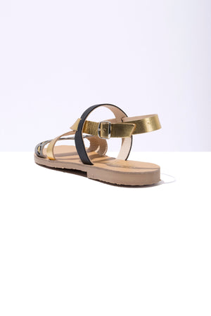 GRIS LEOPARDO ISLA - Grey Leopard Leather Strappy Sandal