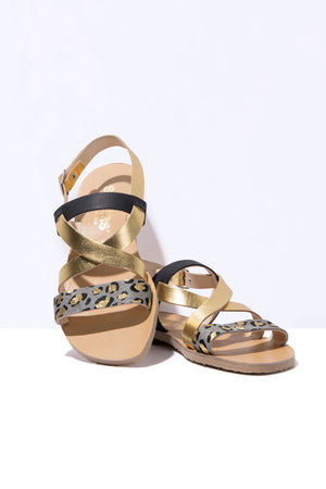 GRIS LEOPARDO ISLA - Grey Leopard Leather Strappy Sandal