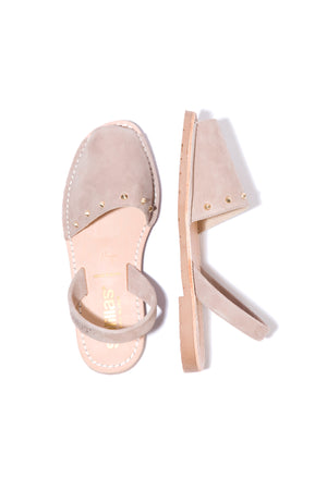 GRIS CLAVO - Original Menorcan Sandals in Grey Suede with Gold Studs