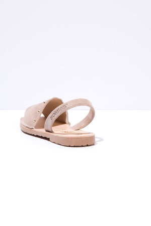 GRIS CLAVO - Original Menorcan Sandals in Grey Suede with Gold Studs