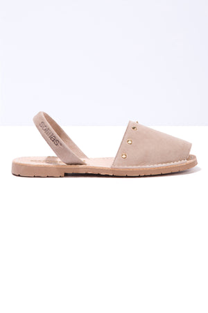 GRIS CLAVO - Original Menorcan Sandals in Grey Suede with Gold Studs