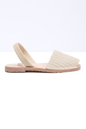 ELVIRA - Original Menorcan Sandals in Cream Woven Suede Leather