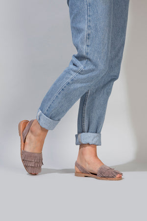 Pedra Franja - Fringe Detail Leather Menorcan sandals