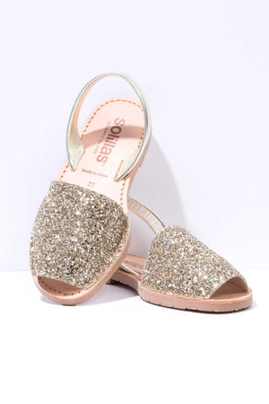 Gold Glitter - Metallic Leather Menorcan sandals