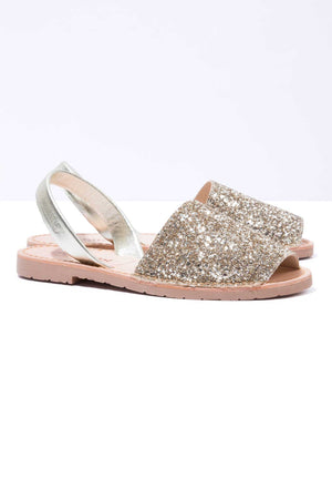 Gold Glitter - Metallic Leather Menorcan sandals