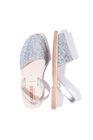 Silver Glitter - Metallic Leather Menorcan sandals