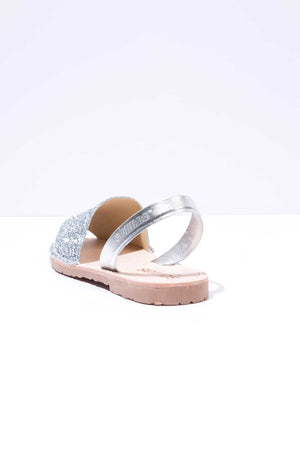 Silver Glitter - Metallic Leather Menorcan sandals