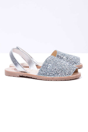 Silver Glitter - Metallic Leather Menorcan sandals