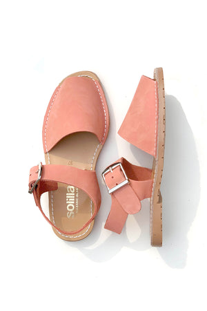 CORAL PESCA - Original Menorcan Sandals in Coral Nubuck Leather with Buckle