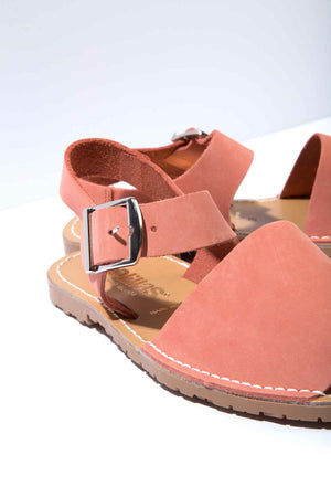 CORAL PESCA - Original Menorcan Sandals in Coral Nubuck Leather with Buckle