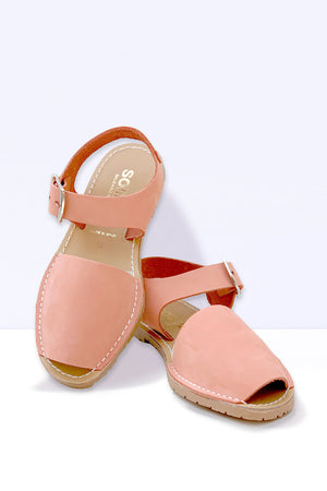 CORAL PESCA - Original Menorcan Sandals in Coral Nubuck Leather with Buckle