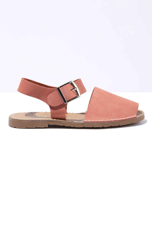 CORAL PESCA - Original Menorcan Sandals in Coral Nubuck Leather with Buckle