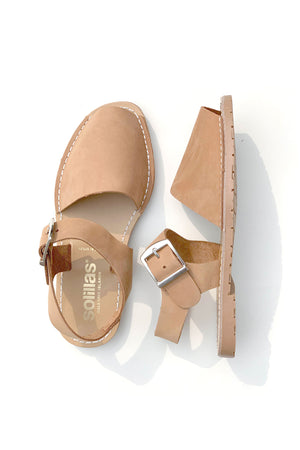 CUERO PESCA - Tan Nubuck Leather Buckle Sandal
