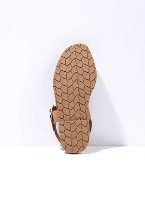 CUERO PESCA - Tan Nubuck Leather Buckle Sandal