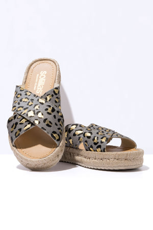LEOPARDO GRIS CRUZADO - Leopard Crossover Espadrille Slider