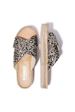 LEOPARDO GRIS CRUZADO - Leopard Crossover Espadrille Slider