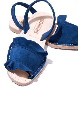 Talaia Indigo - Navy Frilled Menorcan sandals