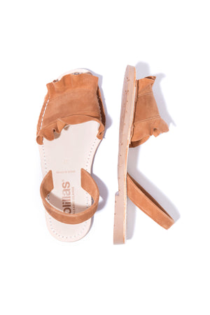 Talaia Tan - Frilled Suede Menorcan sandals