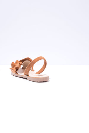 Talaia Tan - Frilled Suede Menorcan sandals