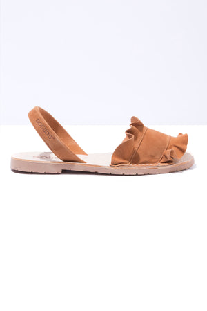 Talaia Tan - Frilled Suede Menorcan sandals