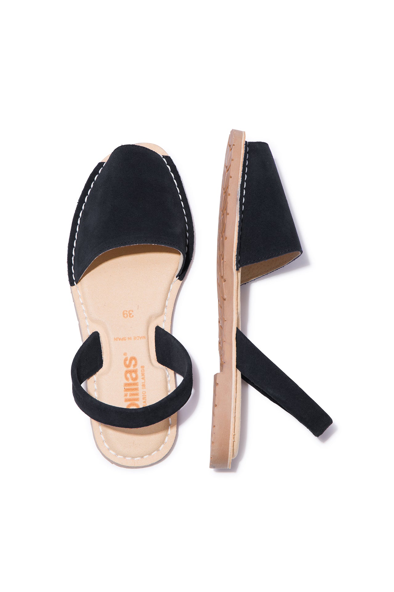 Noche Mimoso - Original Menorcan Sandals in Black Nubuck Leather with Padded Insole
