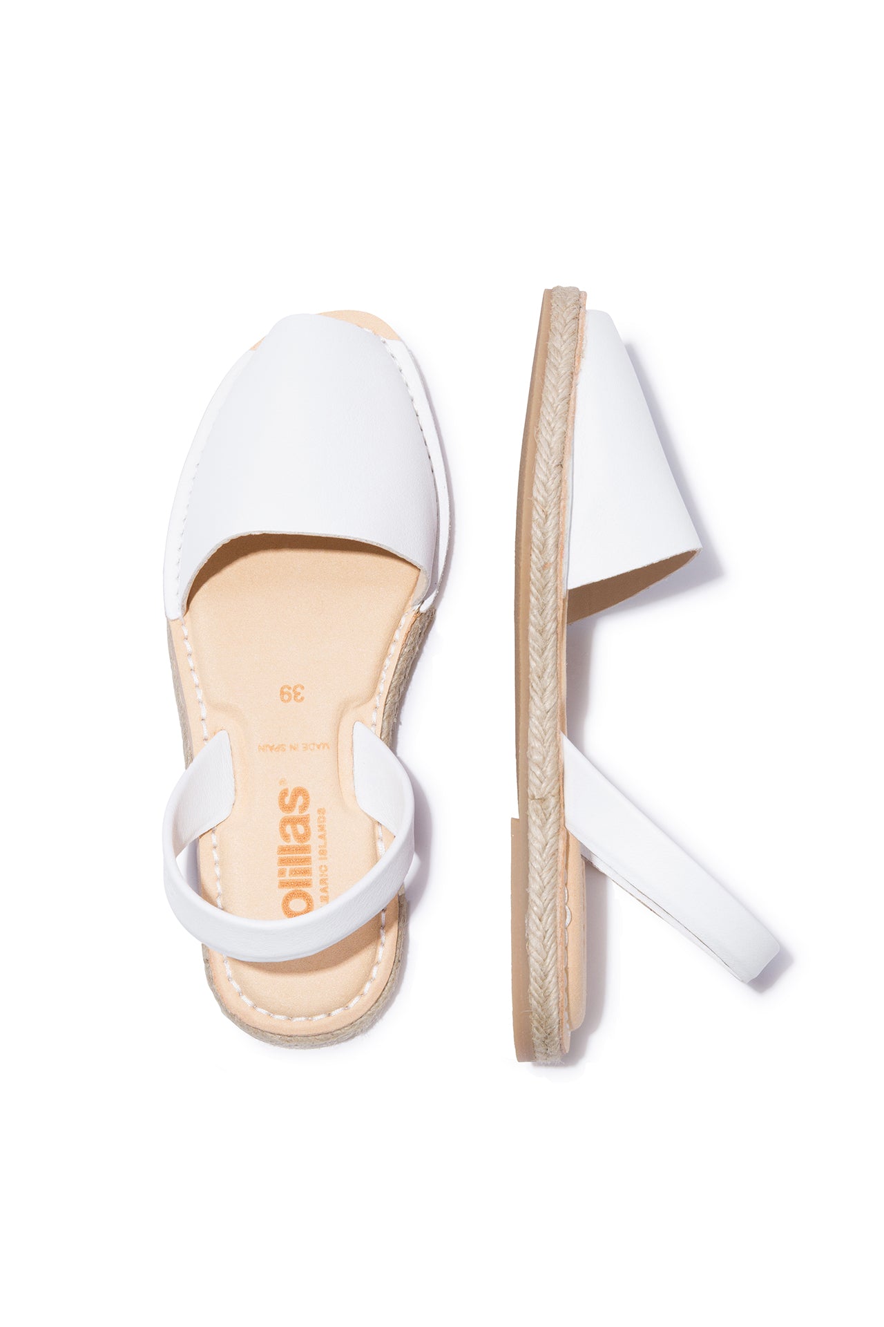 Palido Mimoso - Espadrille Menorcan Sandals in White Leather with Padded Insole