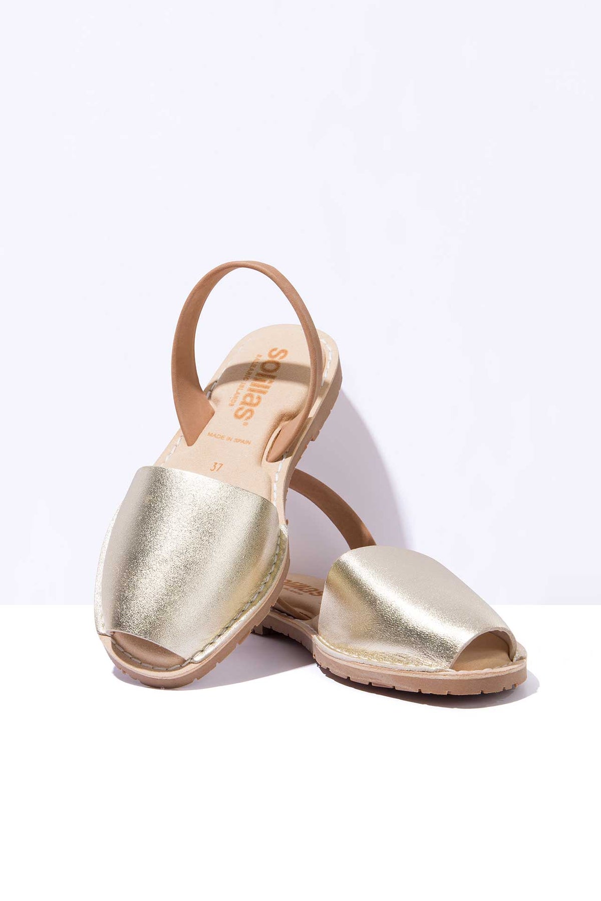 Terroso Oro Mimoso - Original Menorcan Sandals in Gold and Tan Leather