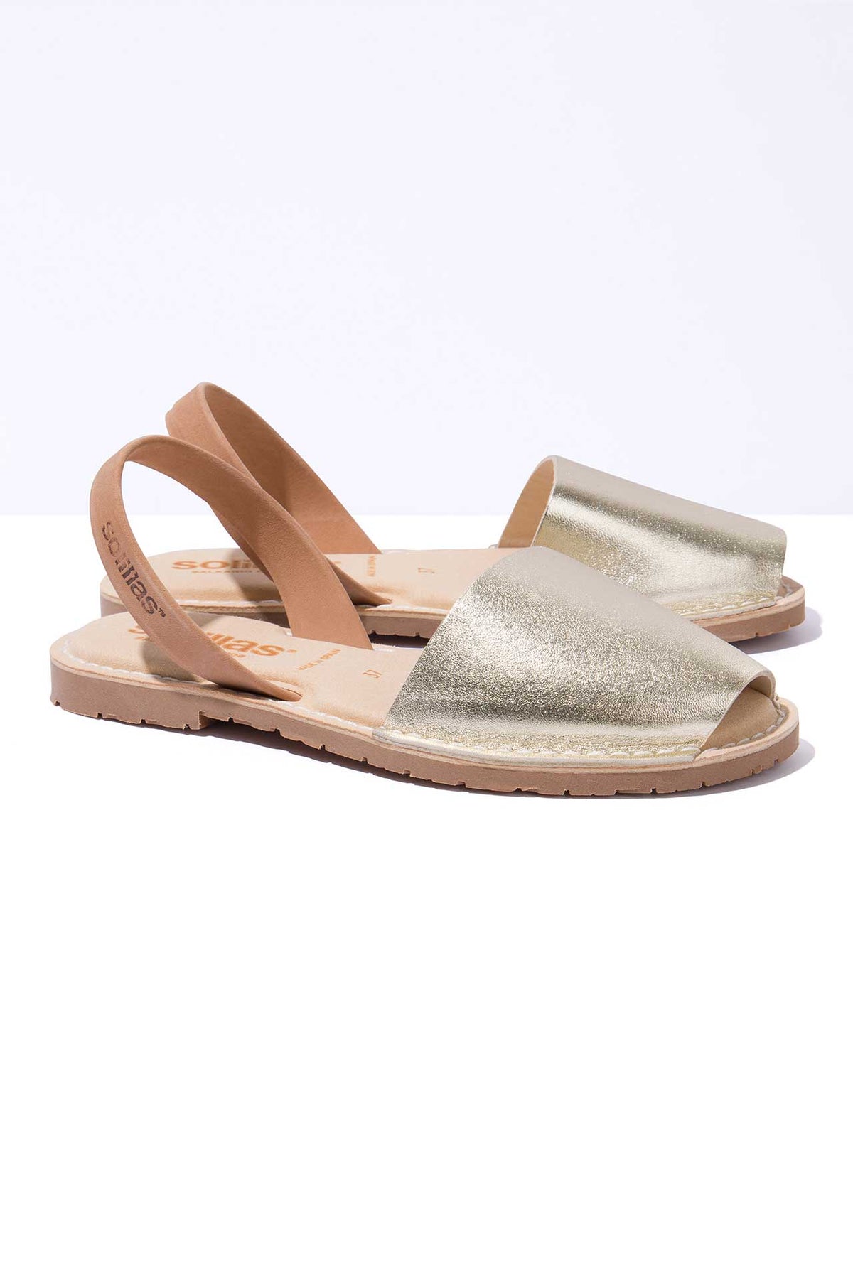 Terroso Oro Mimoso - Original Menorcan Sandals in Gold and Tan Leather