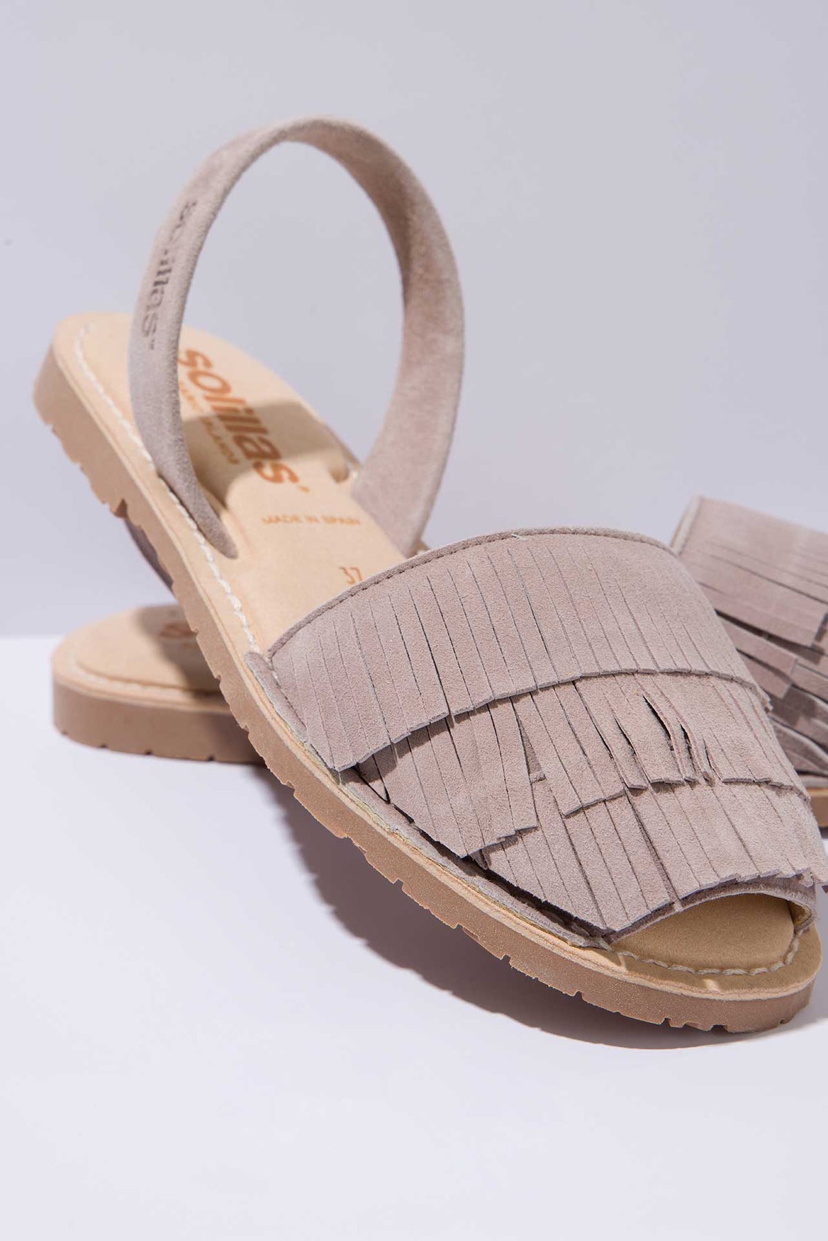 Pedra Franja Mimoso - Fringe Detail Leather Menorcan Sandals