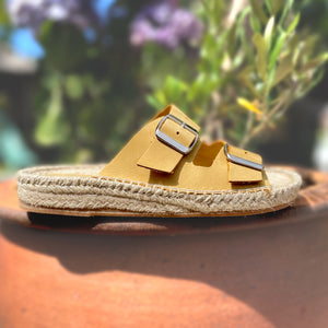 Canario Neva - Yellow Leather Buckle Espadrille