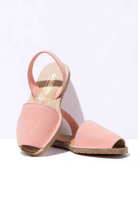 FLOR - Pink Suede Menorcan sandals