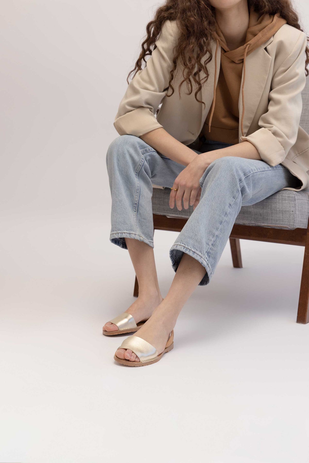 TERROSO ORO FRESCA - Gold & Tan Menorcan sandals