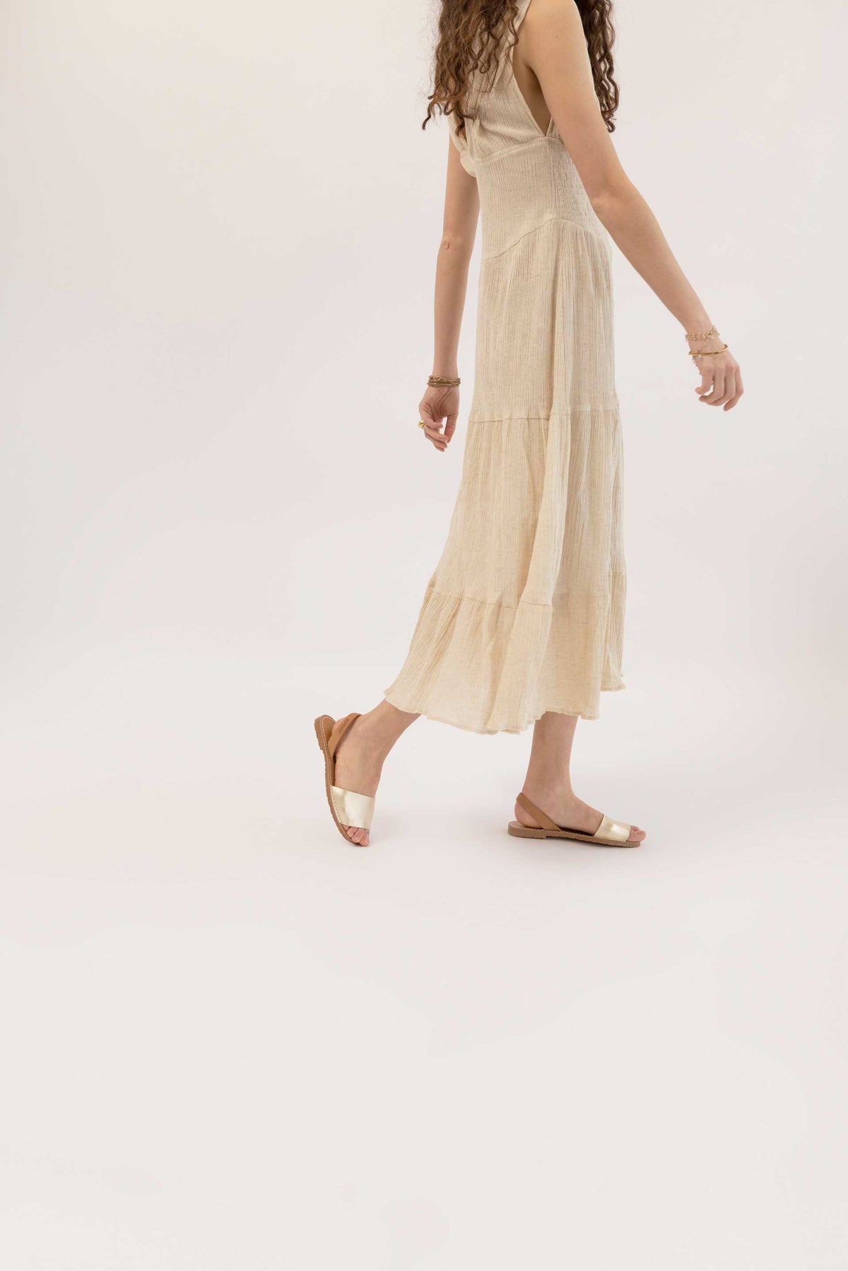 TERROSO ORO FRESCA - Gold & Tan Menorcan sandals