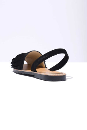 Noche Franja - Fringe Detail Leather Menorcan sandals