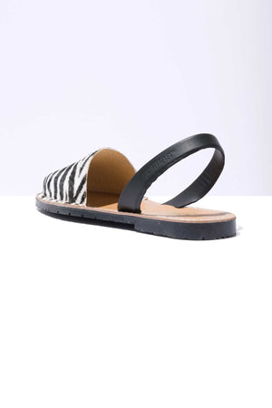 CEBRA - Zebra Print Fur Leather Menorcan Sandals