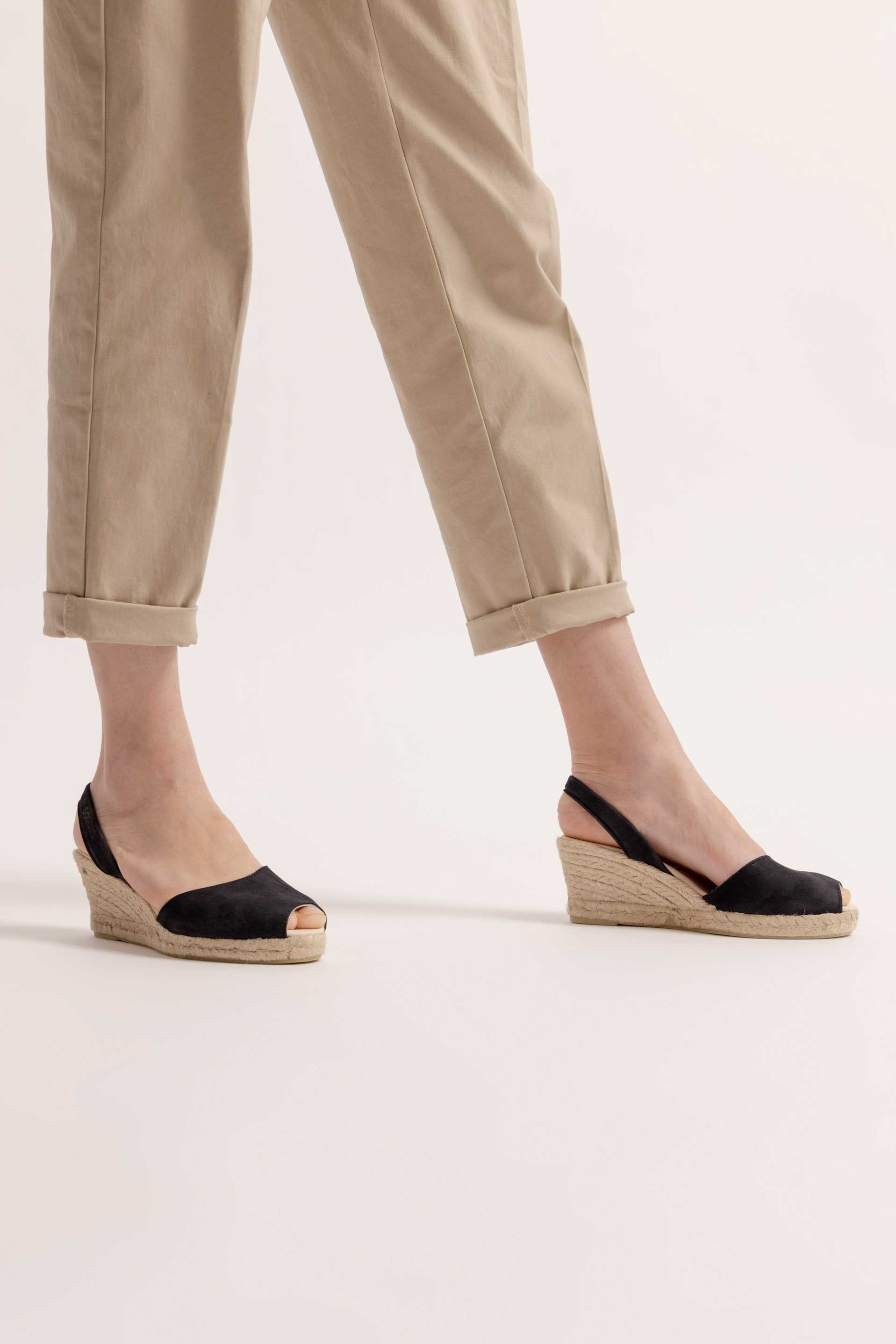 Black Espadrille Wedge Menorcan Sandals Avarcas Solillas NOCHE