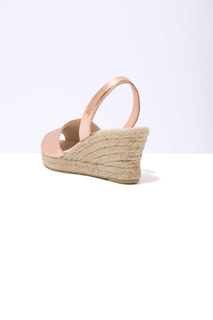 ROSE GOLD LALIA - Espadrille Wedge Leather Menorcan Sandals