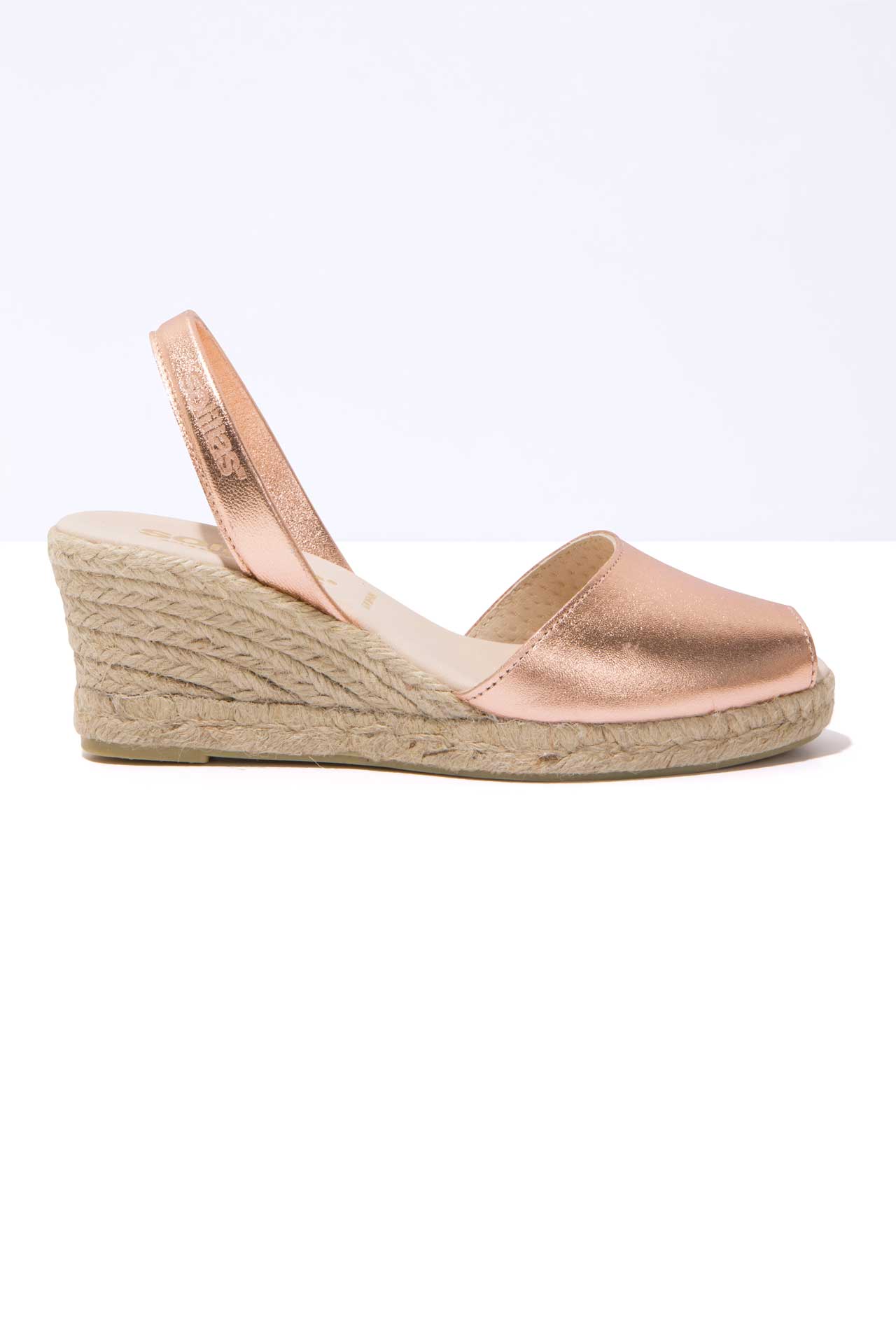 ROSE GOLD LALIA - Espadrille Wedge Leather Menorcan Sandals