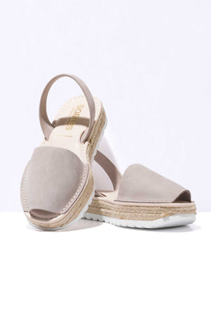 PEDRA CARME - Espadrille Flatform Grey Leather Menorcan Sandals