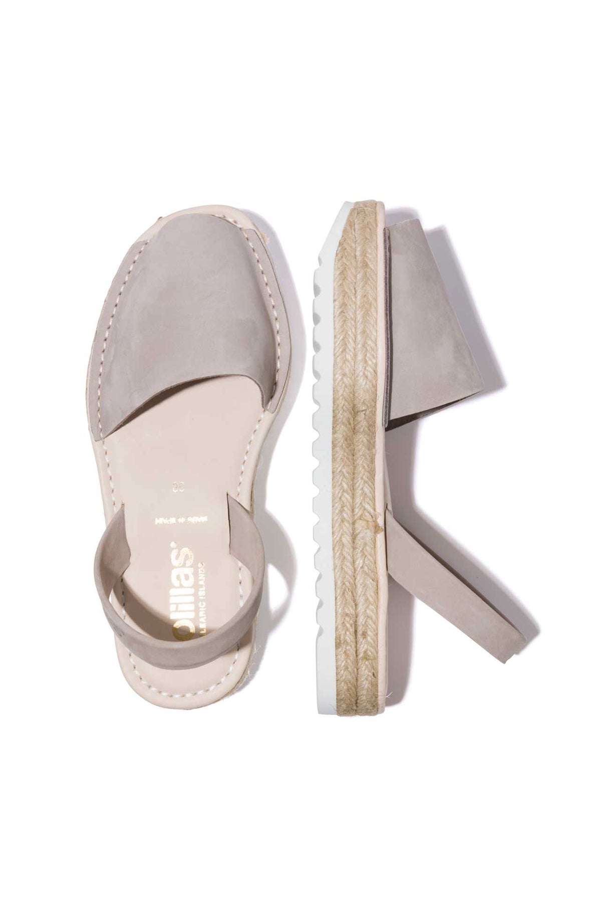 PEDRA CARME - Espadrille Flatform Grey Leather Menorcan Sandals