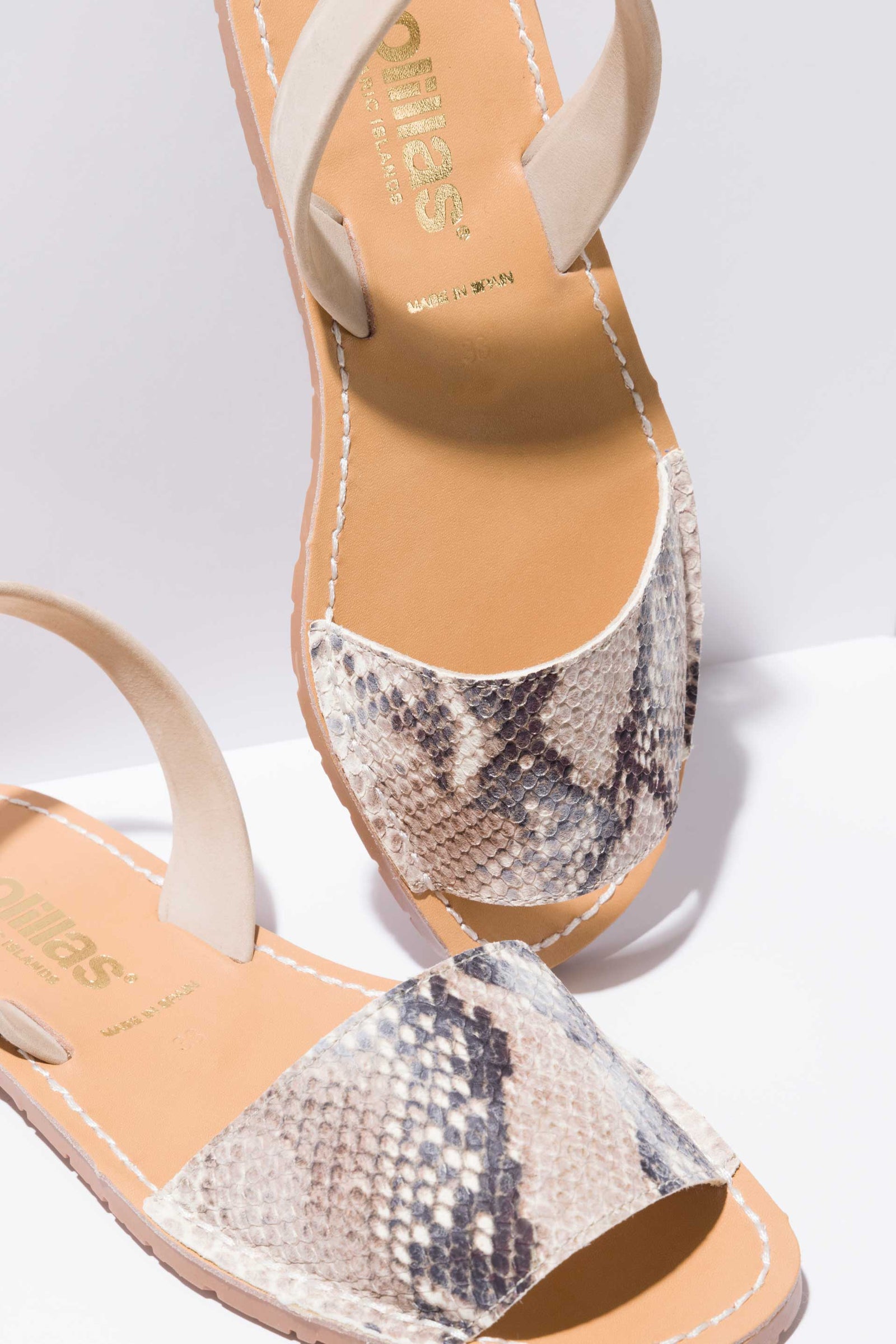 PYTON FRESCA - Snake Effect Leather Menorcan Sandals