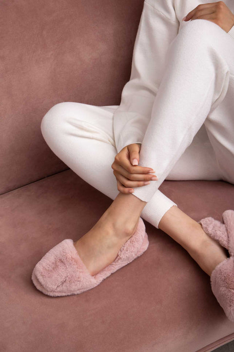 MIA CASA  - Pink Fluffy Balearic Slippers