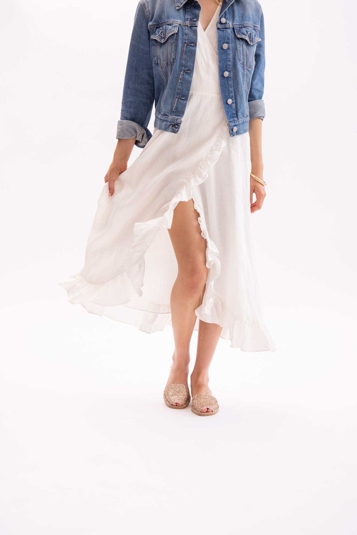 ROSE GOLD GLITTER - Metallic Glitter Leather Menorcan sandals