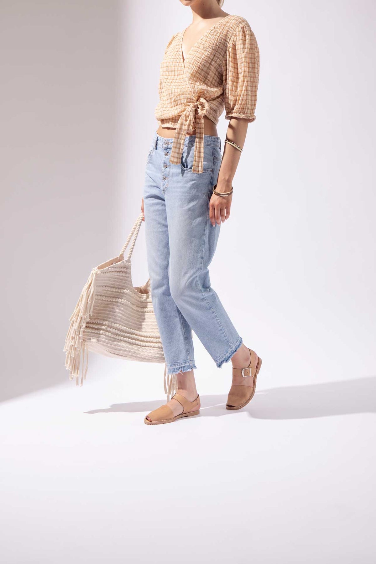 CUERO PESCA - Tan Nubuck Leather Buckle Sandal