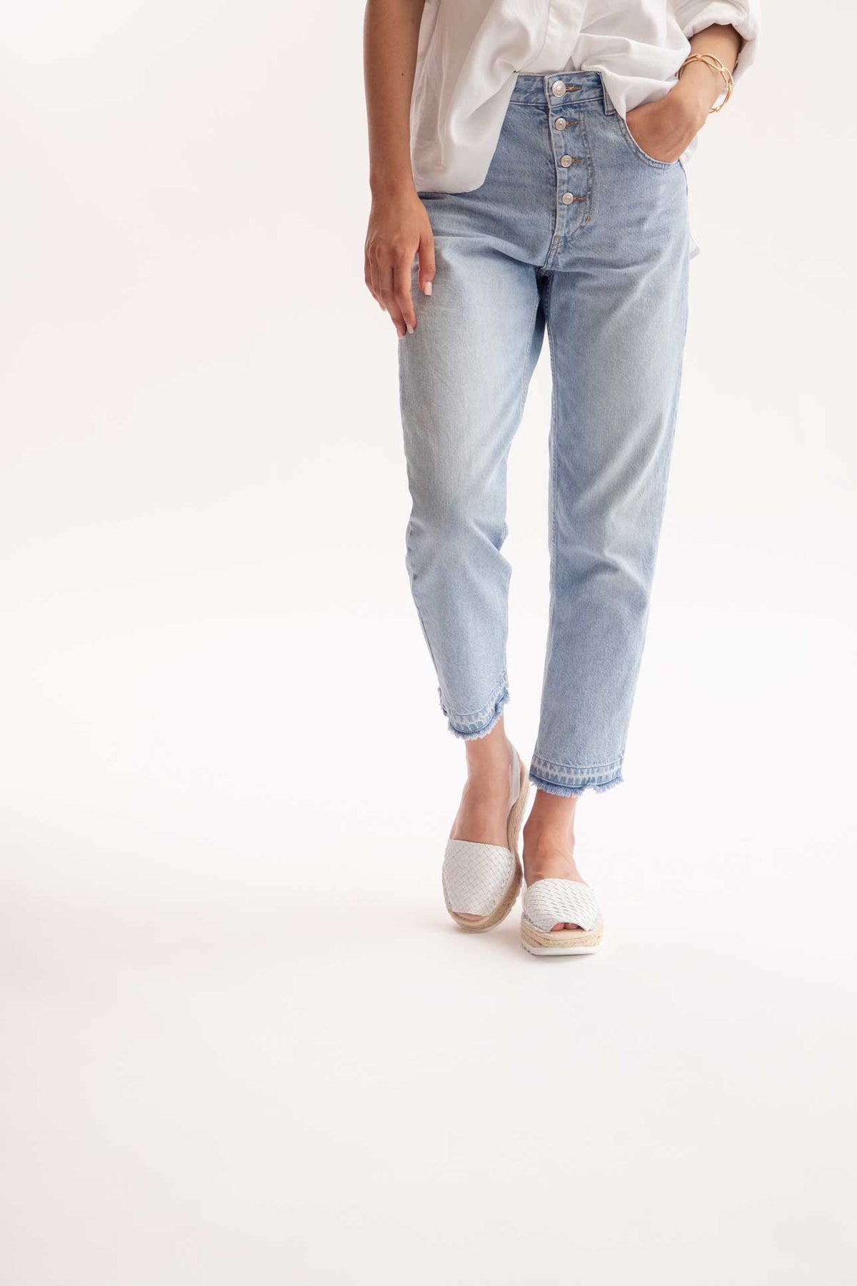 BLANCO CARME - Espadrille Flatform White Woven Leather Menorcan Sandals